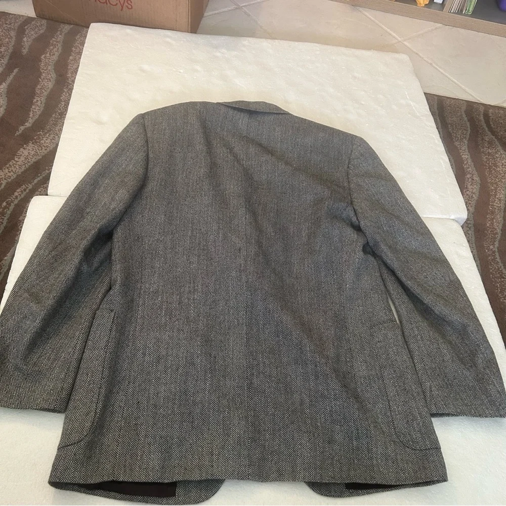 C&R Clothing black white herringbone print 2 button blazer jacket